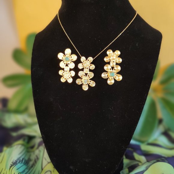 Jewelry made by hand Gold Plated 24 K. Silver 950, Morralla Emeral and Berillium - Picture 4 of 11